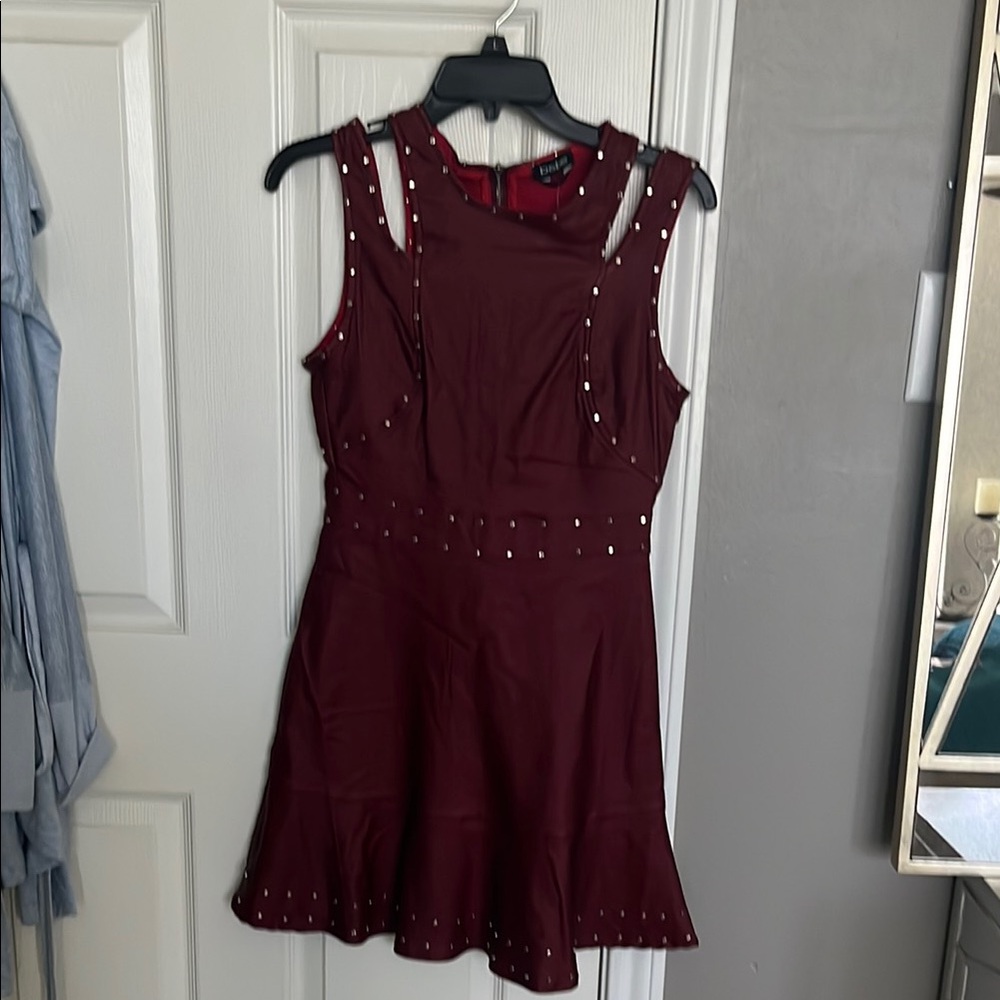 Bebe Burgundy Studded Dress